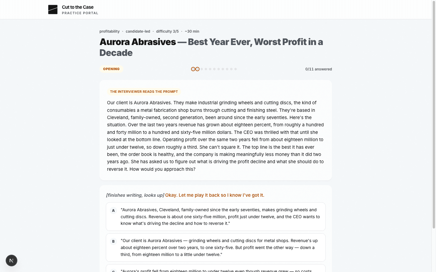 Live consulting case lesson